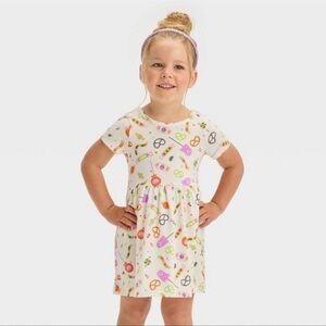 CAT & JACK SHORT SLEEVE CANDY PRINT DRESS - WHITE VARIOUS SIZES (NWT) A7
